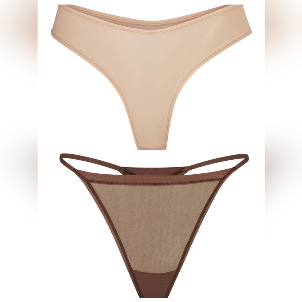 2pcs Skims SUMMER MESH STRING Thong & JELLY SHEER DIPPED THONG/3X/NWT